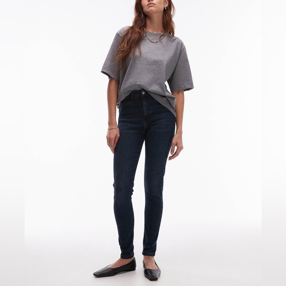 Topshop Jamie Skinny Jeans High Rise Ankle Length Blue Black Size 26 - Picture 1 of 16